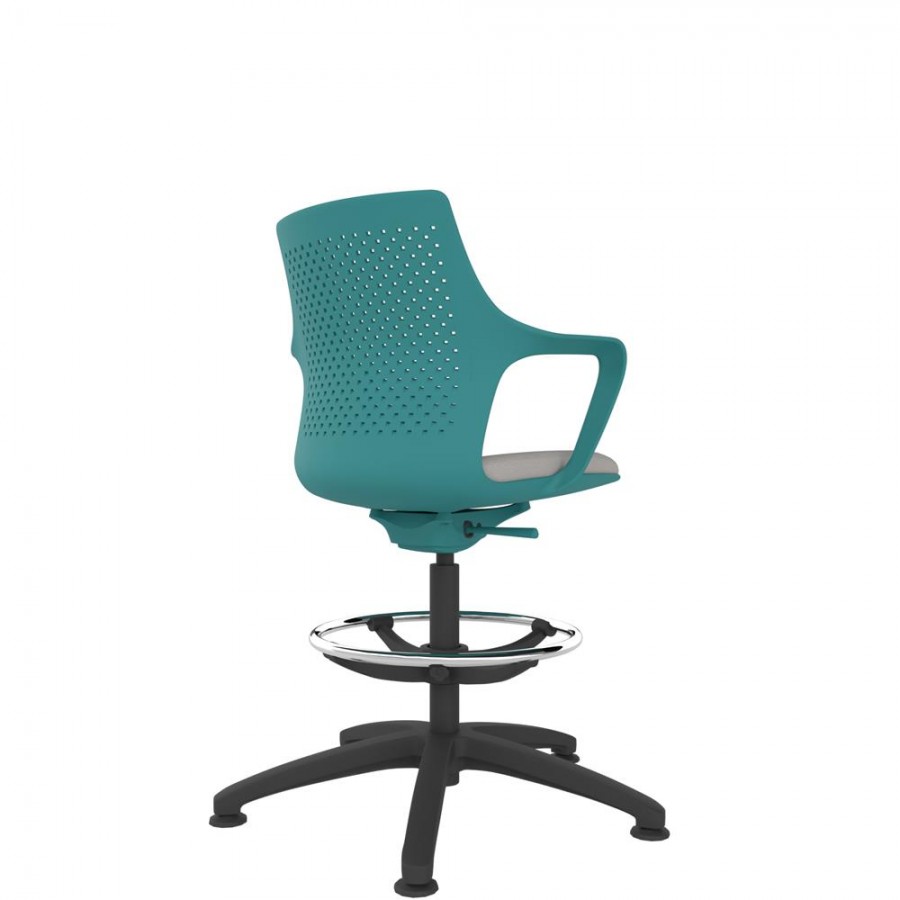Turquoise Perforated Shell Draughtsman With Black Swivel Base